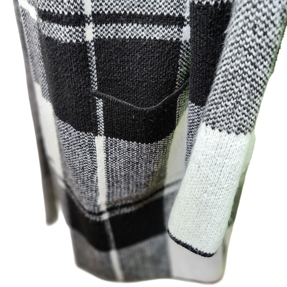 Fortune + Ivy Womens XL Black White Buffalo Plaid Cardigan Duster Shacket - Picture 6 of 8